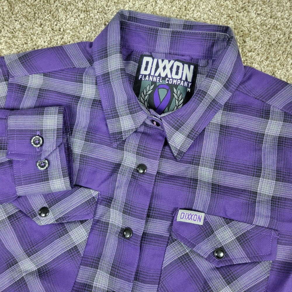 Dixxon Flannel Company The Braxton Womens Medium Purple Plaid Pearl Snap LS